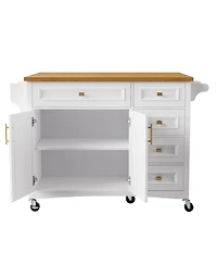 Streamdale 52" Kitchen Island Cart with Drop Leaf, Storage, and Adjustable Shelf