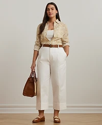 Lauren Ralph Lauren Plus Size 100% Linen Roll-Tab Shirt