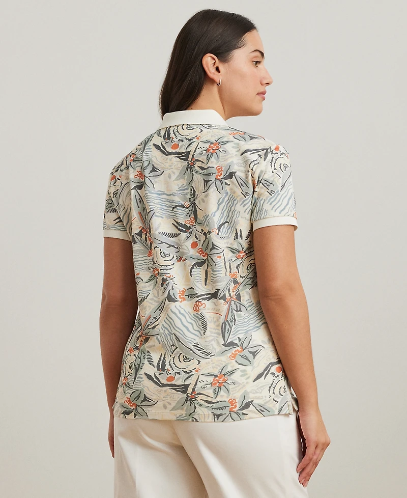 Lauren Ralph Lauren Plus Size Print Stretch Pique Polo Shirt