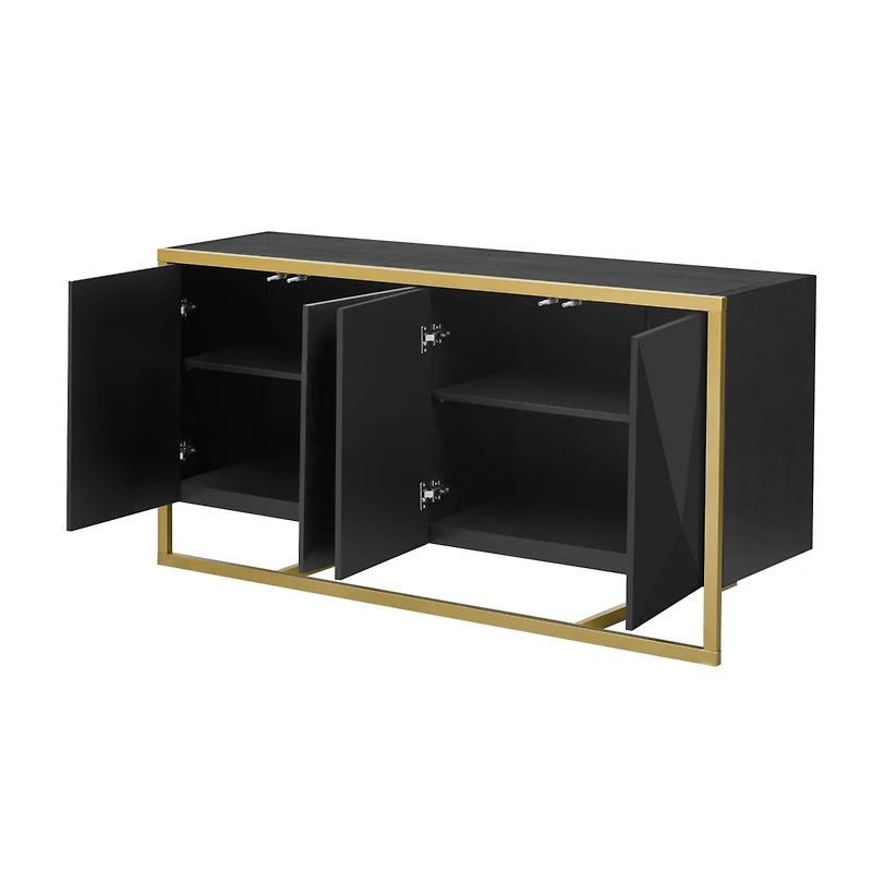 Streamdale Mahogany Veneer Modern Sideboard with Unique Metal Legs,Suitable for Study,Entryway, Hallway, Living Room