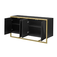 Streamdale Mahogany Veneer Modern Sideboard with Unique Metal Legs,Suitable for Study,Entryway, Hallway, Living Room