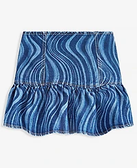 With Jules Big Girl Cotton Denim Wave Wash Skirt