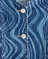 With Jules Big Girl Cotton Denim Wave Wash Vest Top