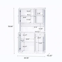 Streamdale 71" Kitchen Pantry & Microwave Stand Freestanding with 6 Doors, 1 Drawer, Adjustable Shelves