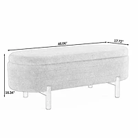 Streamdale Ottoman Oval Storage Bench,Rubber Wood Leg,Beige(46."x17.7"x10.8")