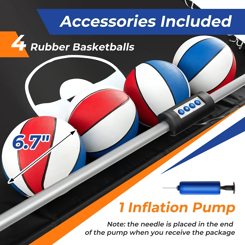 Dual Shot Basketball Arcade Game with 8 Game Modes and 4 Balls