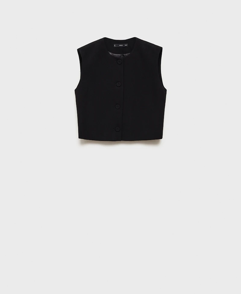 Mango Women's Buttoned Crop Waistcoat