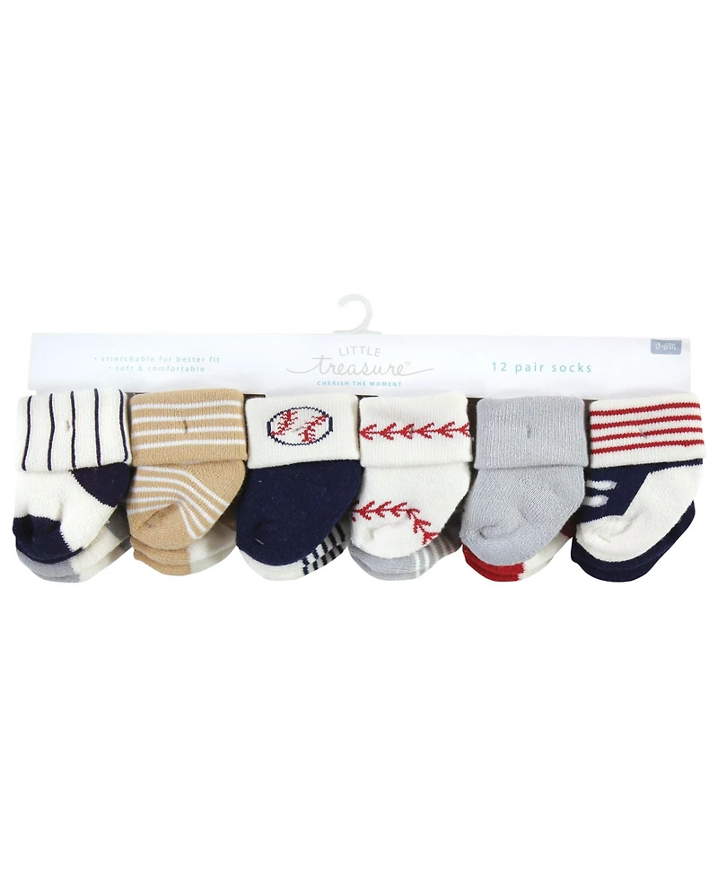 Little Treasure Baby Boys Bulk Pack of 24 Soft Terry Knit Footwear