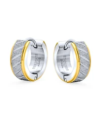 Bling Jewelry Earrings Carved Hoop Huggie Rose Gold & Silver Stainless Steel