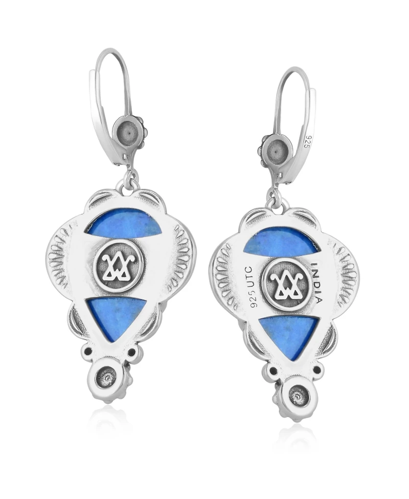 American West Jewelry Sterling Silver Denim Lapis Pear-Cut Concha Earrings