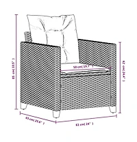 Patio Chair with Cushions Black Poly Rattan