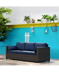 Outsunny Three-Seater Outdoor Wicker Patio Furniture,