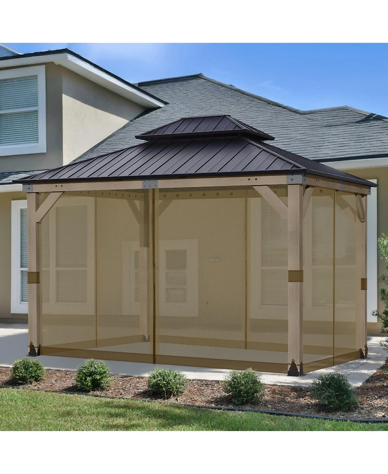 Aoodor Universal 12 x ft. Gazebo Replacement Mosquito Netting Screen 4-Panel Sidewalls with Double Zipper (Only Netting