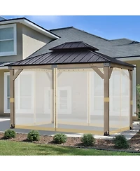 Aoodor Universal 12 x 14 ft. Gazebo Replacement Mosquito Netting Screen 4-Panel Sidewalls with Double Zipper (Only Netting)