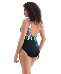 Longitude by Mimi Flamingo Women's Zenon Panel Scoopneck Tank One Piece Swimsuit