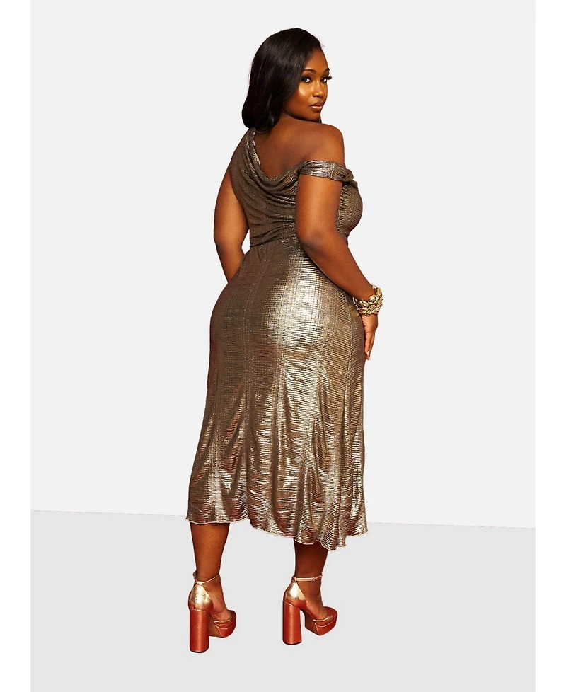 Rebdolls Women's Yule Liquid Metal Slip Midi Dress