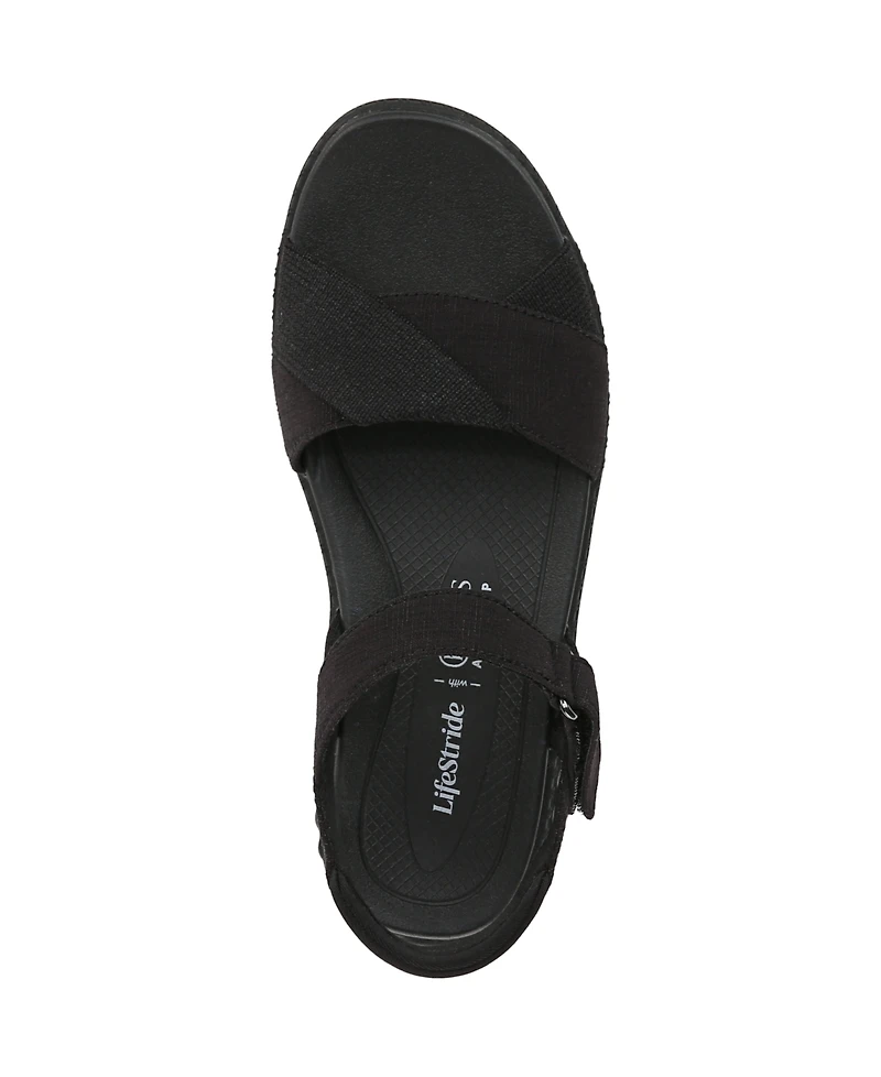 LifeStride Women's Lane Washable Open Round Toe Strappy Sandals