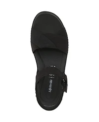 LifeStride Women's Lane Washable Open Round Toe Strappy Sandals