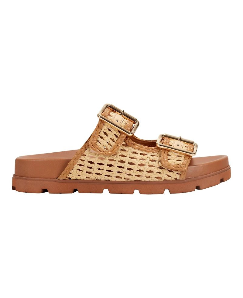 Marc Fisher Ltd Women's Mylan Woven Buckle Straps Flat Sandals