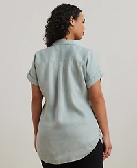 Lauren Ralph Plus Linen Dolman Sleeve Top