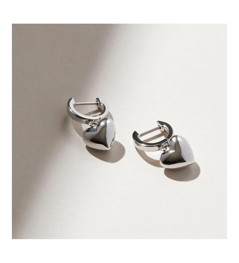 Ana Luisa Puffed Heart Hoops - Jessica Silver