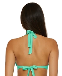 Becca Women's Modern Edge Rib-Knit Halter Bikini Top