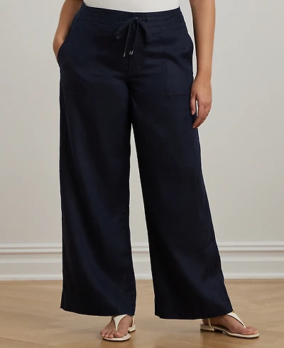 Lauren Ralph Lauren Plus Size Linen Drawcord Pants
