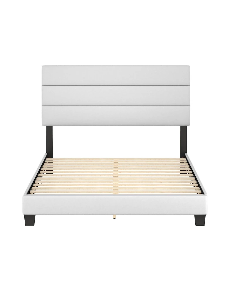 Boyd Sleep Piedmont Leatherette Upholstered Platform Bed Frame with Adjustable Headboard
