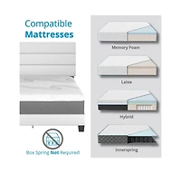 Boyd Sleep Piedmont Leatherette Upholstered Platform Bed Frame with Adjustable Headboard