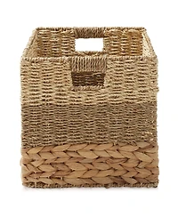 Casafield 12" x 12" Mixed Weave Storage Baskets, Natural - Set of Collapsible Cubes, Woven Bin Organizers for Bathroom, Bedroom