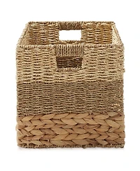 Casafield 12" x 12" Mixed Weave Storage Baskets, Natural - Set of Collapsible Cubes, Woven Bin Organizers for Bathroom, Bedroom, Laundry