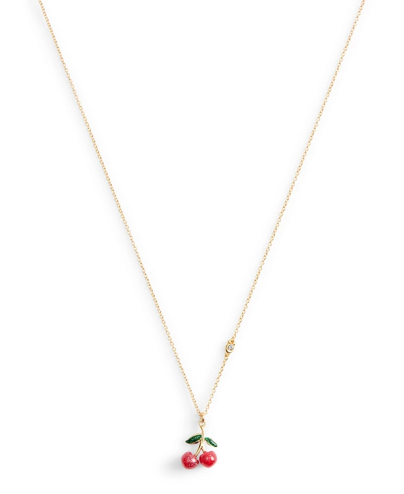 Coach Red Enamel Signature Cherry Cluster Pendant Necklace