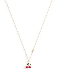 Coach Red Enamel Signature Cherry Cluster Pendant Necklace
