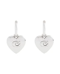 Coach Signature Heart Charm Huggie Earrings