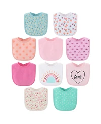 The Peanutshell Baby Girls Sweet Terry Bib 10 Pack Set, Feeding, Teething, Drooling