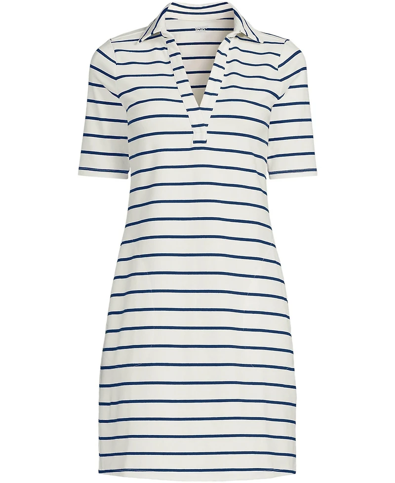 Lands' End Women's Starfish Elbow Sleeve Polo Dress