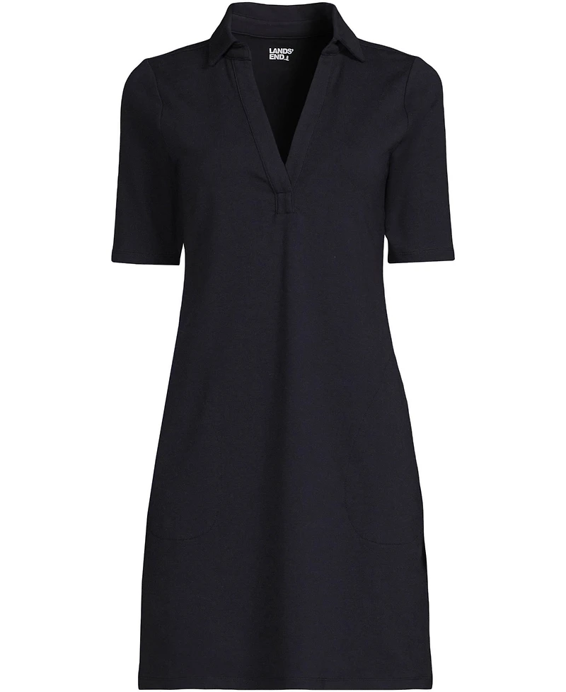 Lands' End Women's Starfish Elbow Sleeve Polo Dress