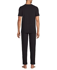 Lands' End Men's Short Sleeve Cooling Knit V-Neck Pajama Set