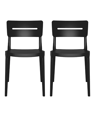 Outdoor Modern Stackable Plastic Patio Dining Chairs (Set of 2)