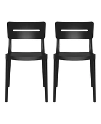 Outdoor Modern Stackable Plastic Patio Dining Chairs (Set of 2)