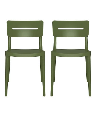 Outdoor Modern Stackable Plastic Patio Dining Chairs (Set of