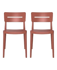 Outdoor Modern Stackable Plastic Patio Dining Chairs (Set of