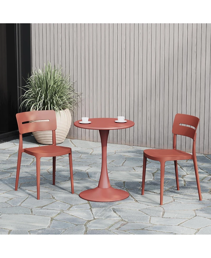 Outdoor Modern Stackable Plastic Patio Dining Chairs (Set of