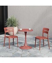 Outdoor Modern Stackable Plastic Patio Dining Chairs (Set of