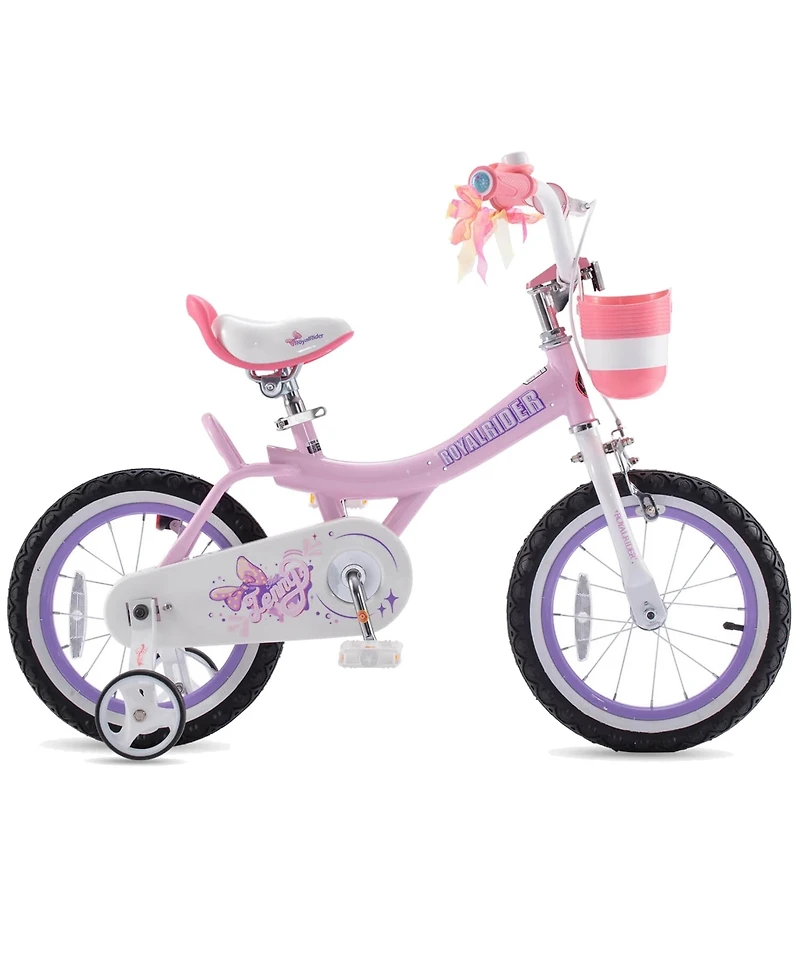 RoyalBaby Jenny Princess 14" Kids Bike with Enclosed Chain Guard, Training Wheels, Basket, Bell & Tool Kit for Ages 3 to 5, Pink El