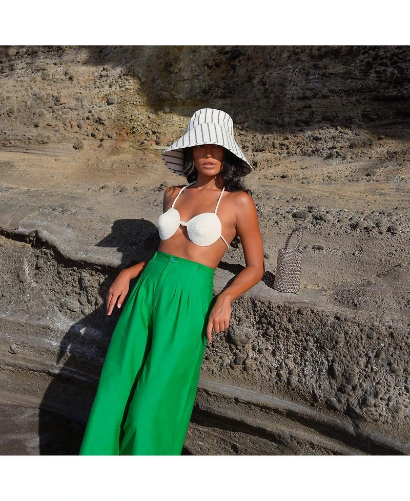 Brunna.co Harper Handwoven Striped Wide-brim Hat