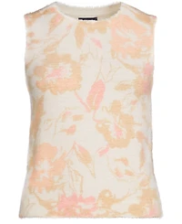Lands' End Women's Fine Gauge Eyelash Printed Sleeveless Sweater - Set Top