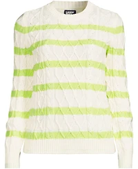 Lands' End Women's Plus Aran Cable Crew Neck Sweater