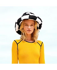 Brunna.co Shilo Checkered Crochet Hat In Black & White