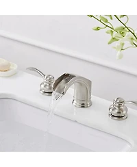 8 in. Waterfall 2-Handle Bathroom Widespread Sink Faucet With Pop-up Drain Assembly Spot Resist Polished Chrome